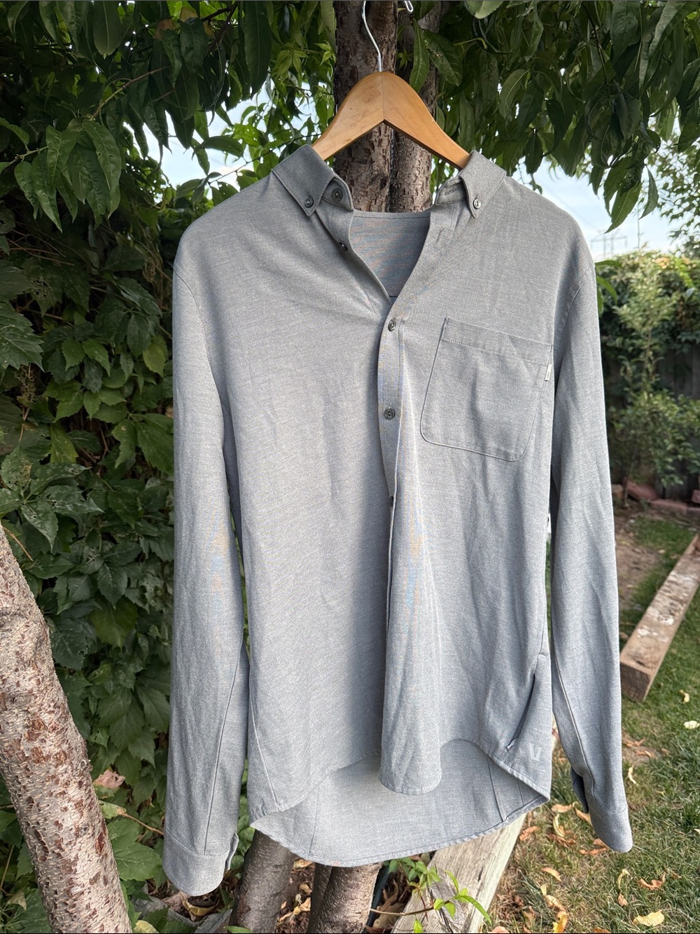 Vuori Light Gray Long-Sleeve Button-Down Shirt